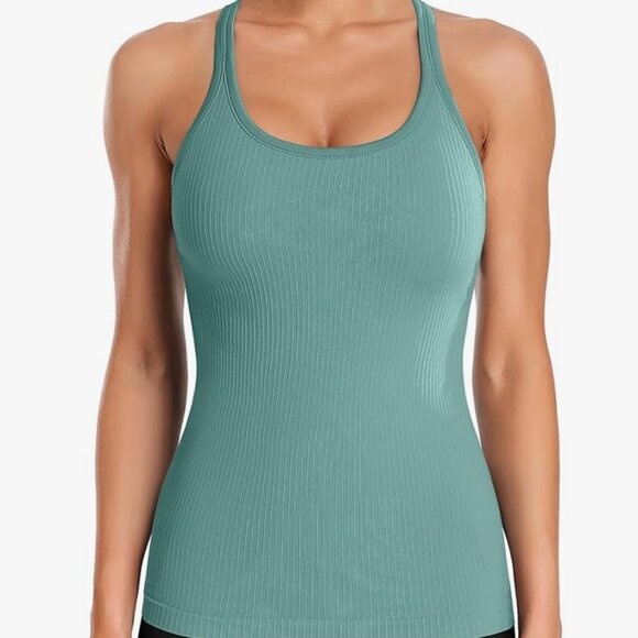 ATTRACO Ribbed Workout Tank w/ Built in Bra (each) - Picture 1 of 4